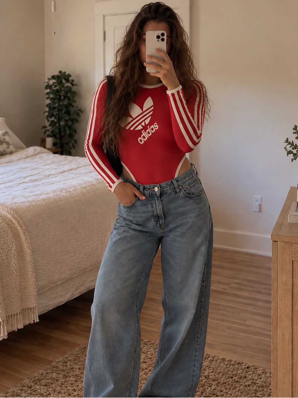 Adidas x Ji Won Choi Red Logo Bodysuit